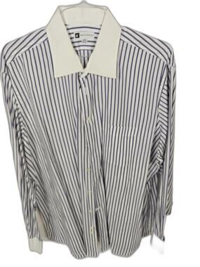 Bachrach Men's Purple White Striped Dress Shirt 18.5 36/37